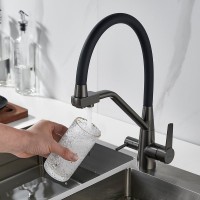 Смеситель для кухни Shevanik S968T с гибким изливом, оружейная сталь