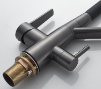 Смеситель для кухни Shevanik S968T с гибким изливом, оружейная сталь