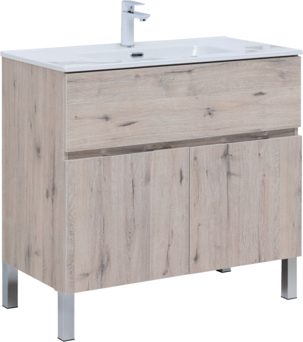 Тумба под раковину Aquanet Алвита 90 напольная, дуб веллингтон белый