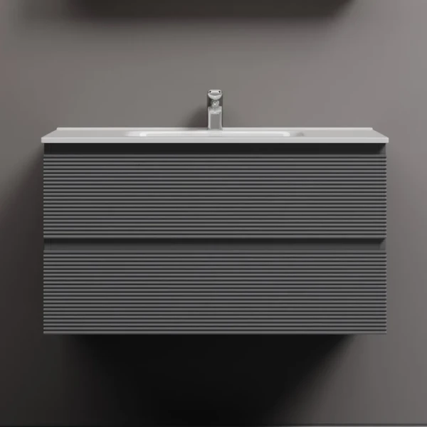 Тумба с раковиной Sancos Folk 90 grey soft, раковина CN7002