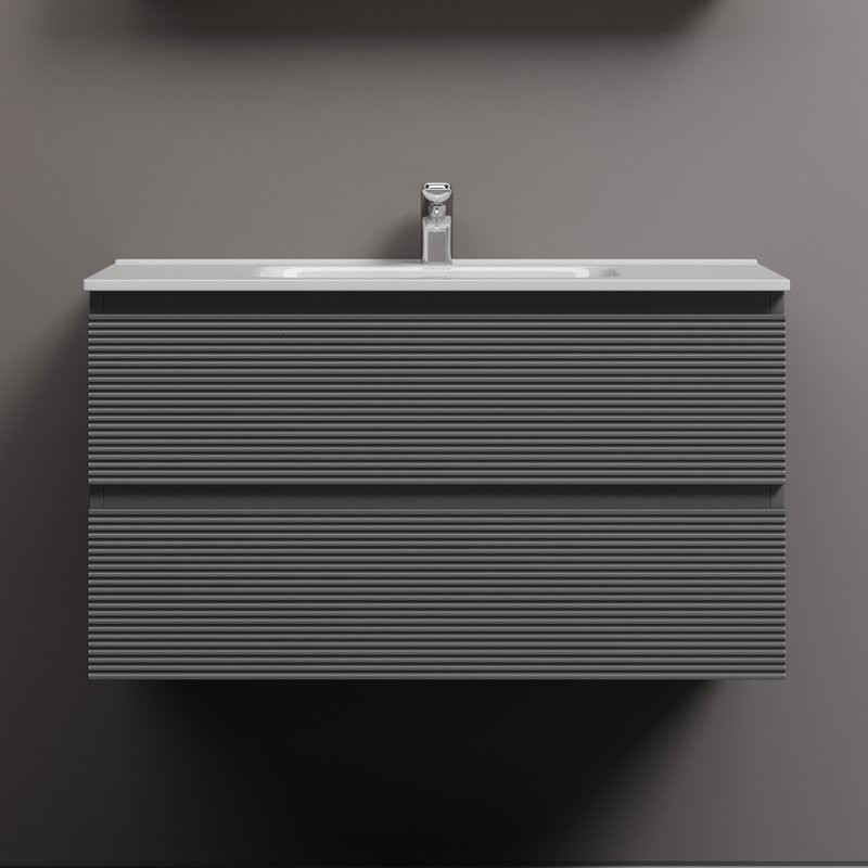 Тумба с раковиной Sancos Folk 90 grey soft, раковина CN7002