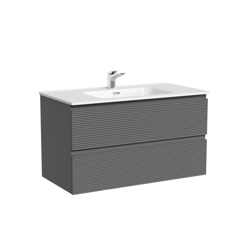 Тумба с раковиной Sancos Folk 90 grey soft, раковина CN7002