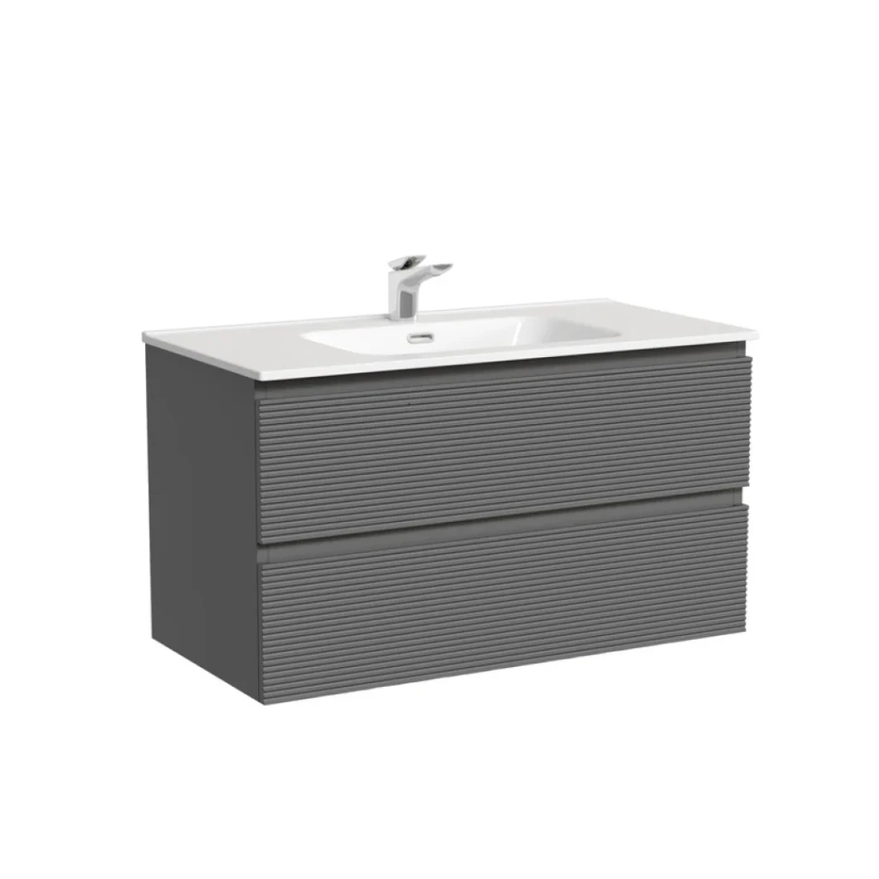 Тумба с раковиной Sancos Folk 90 grey soft, раковина CN7002