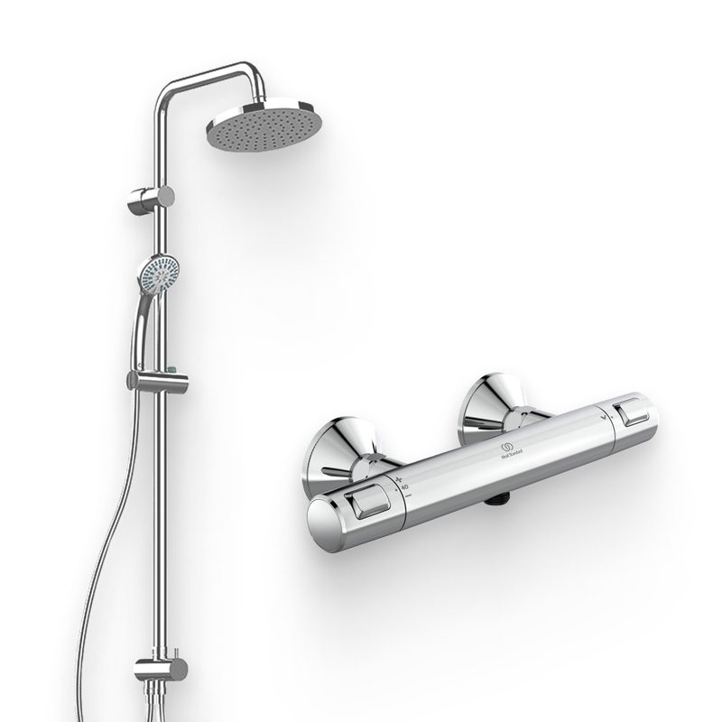 Душевой комплект Термостат Ideal Standard Ceratherm T25 A7201AA для душа + Стойка IdealRain Eco A6281AA