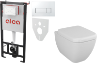 Комплект Унитаз подвесной VitrA Shift 7742B003-0075 белый глянцевый + Крышка 91-003-009 с микролифтом, петли хром + Инсталляция AlcaPlast AM101/1120-4:1 RU M571-0001 кнопка смыва хром