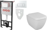 Комплект Унитаз подвесной VitrA Shift 7742B003-0075 белый глянцевый + Крышка 91-003-009 с микролифтом, петли хром + Инсталляция AlcaPlast AM101/1120-4:1 RU M571-0001 кнопка смыва хром
