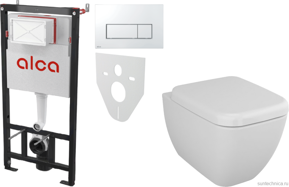 Комплект Унитаз подвесной VitrA Shift 7742B003-0075 белый глянцевый + Крышка 91-003-009 с микролифтом, петли хром + Инсталляция AlcaPlast AM101/1120-4:1 RU M571-0001 кнопка смыва хром
