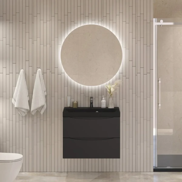 Мебель для ванной комнаты BelBagno Marino 60 подвесная, nero lucido, черная раовина