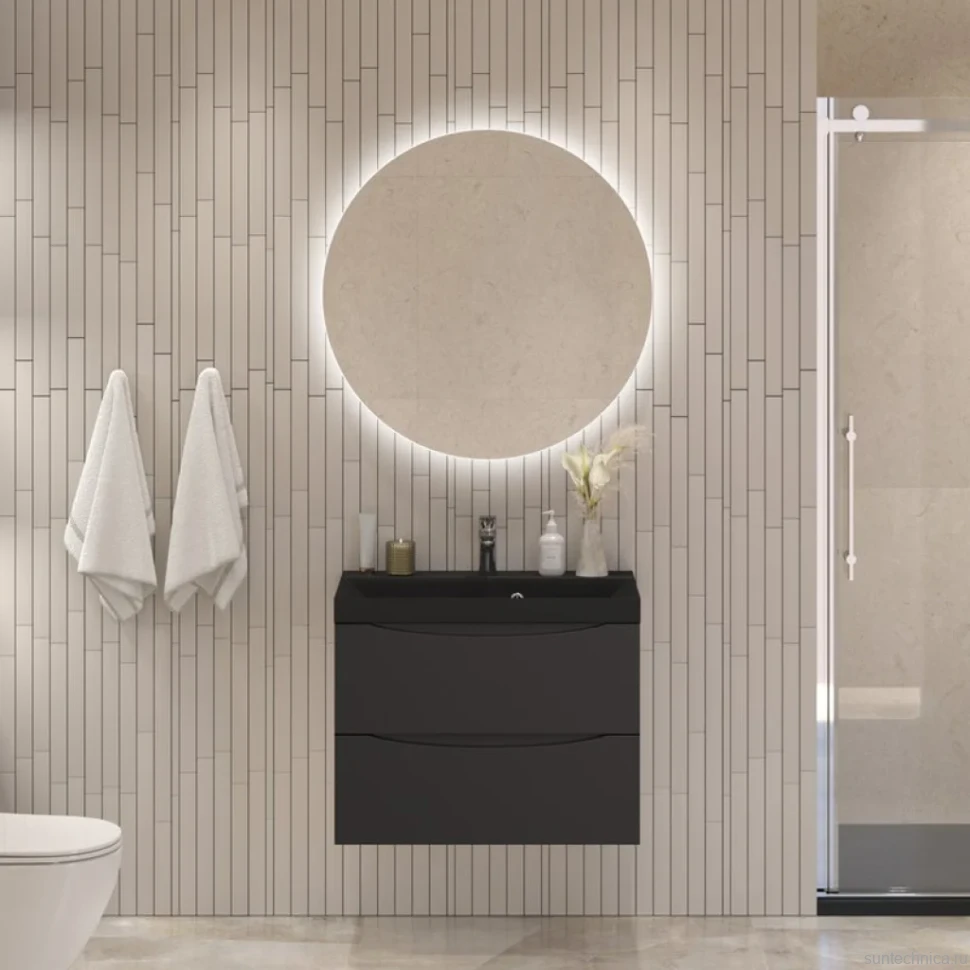 Мебель для ванной комнаты BelBagno Marino 60 подвесная, nero lucido, черная раовина