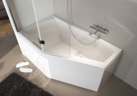 Акриловая ванна Riho Geta R 170x90 см, угловая, правая, пристенная, белая, пятиугольная, на ножках, с ручками, со сливом-переливом