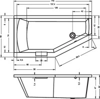 Акриловая ванна Riho Geta R 170x90 см, угловая, правая, пристенная, белая, пятиугольная, на ножках, с ручками, со сливом-переливом