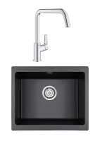 Комплект Мойка Paulmark Gera 60 PM205546-BL черный + Смеситель Grohe Eurosmart