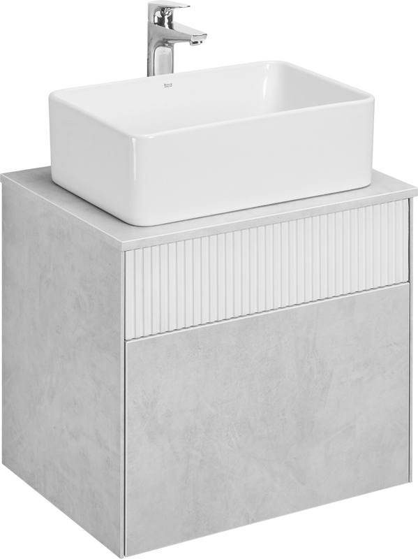Тумба с раковиной AQUATON Марбл 60 слэйт, белая матовая, раковина 32700B000
