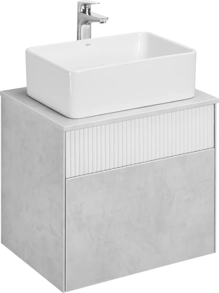 Тумба с раковиной AQUATON Марбл 60 слэйт, белая матовая, раковина 32700B000