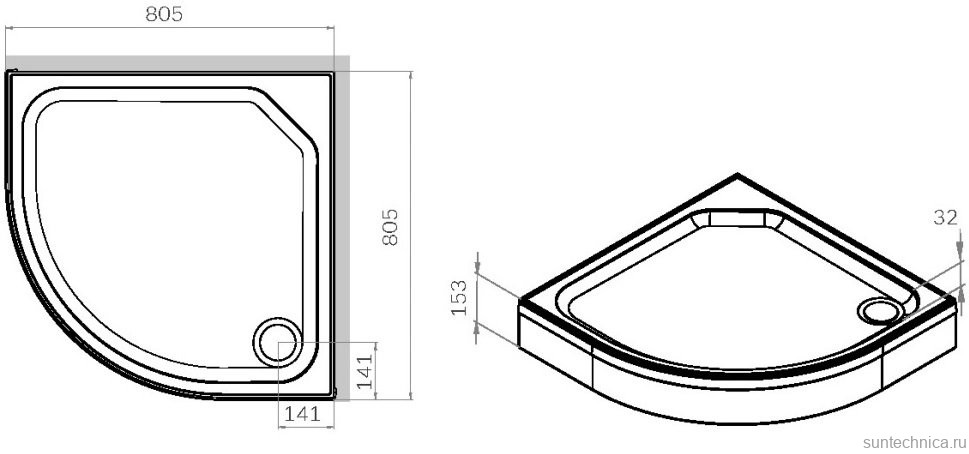Поддон для душа AM.PM X-Joy Twin Slide W88T-205-080W64 80x80