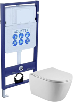 Комплект Унитаз подвесной AQUATEK Бетта AQ1253W-00 безободковый, с микролифтом + Инсталляция Standard INS-0000012