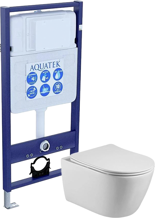 Комплект Унитаз подвесной AQUATEK Бетта AQ1253W-00 безободковый, с микролифтом + Инсталляция Standard INS-0000012