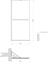 Душевая перегородка Maybahglass MGD-726-5у 79 см, профиль матовый хром, стекло прозрачное