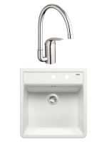 Комплект Мойка Blanco Panor 514501 белая глянцевая, два отверстия + Смеситель Grohe Euroeco