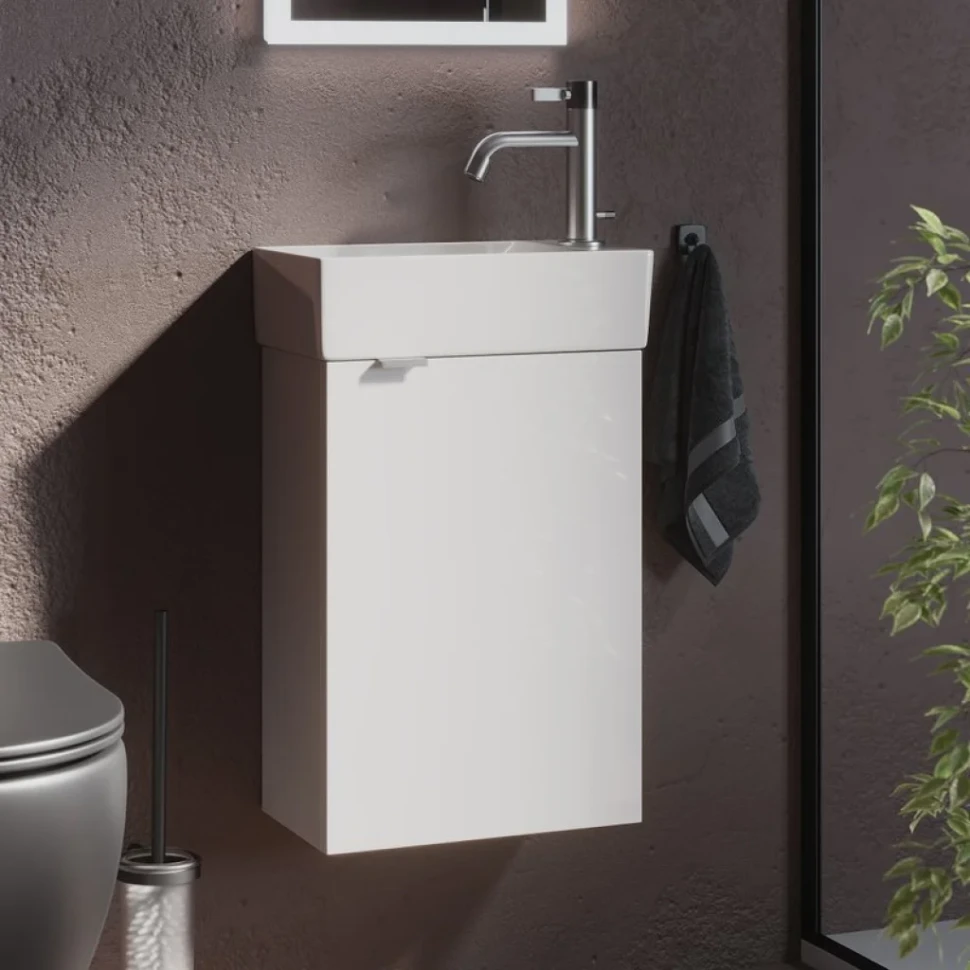 Тумба с раковиной Sancos Mini 35 R подвесная, белый глянец