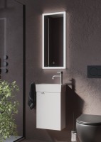 Тумба с раковиной Sancos Mini 35 R подвесная, белый глянец