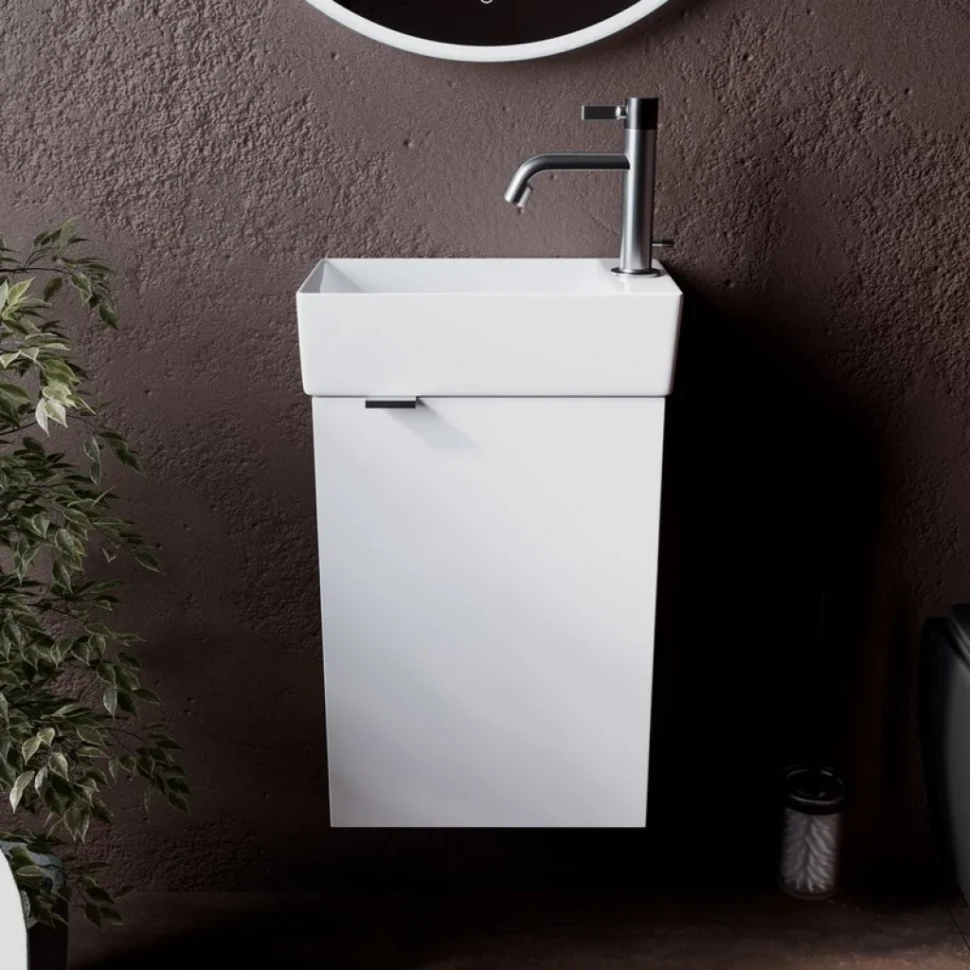Тумба с раковиной Sancos Mini 35 R подвесная, белый глянец