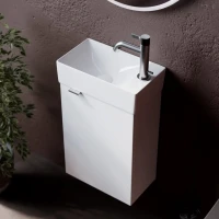 Тумба с раковиной Sancos Mini 35 R подвесная, белый глянец