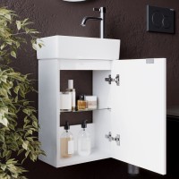Тумба с раковиной Sancos Mini 35 R подвесная, белый глянец