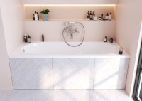 Ванна из искусственного камня Marmo Bagno Лючия 170x75 см, пристенная, белая, на ножках