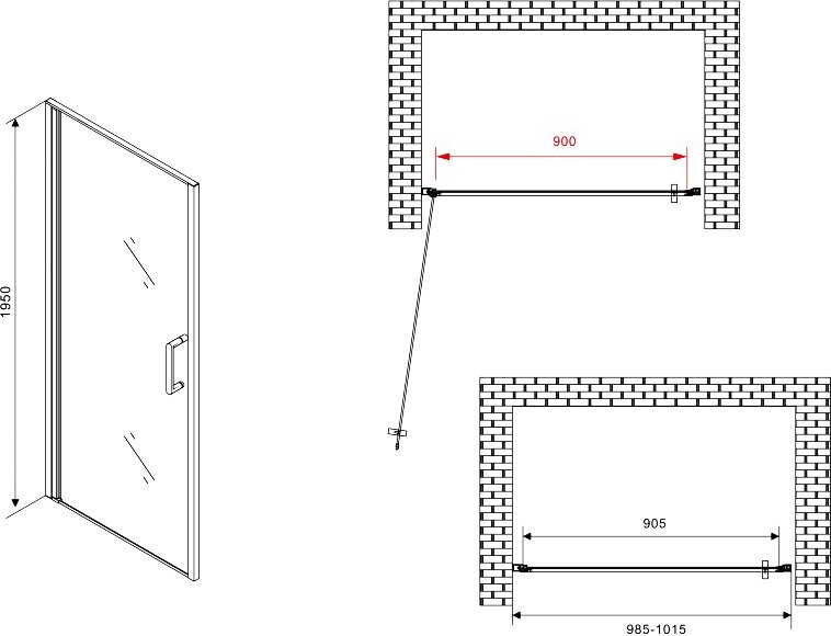 Душевая дверь в нишу Abber Sonnenstrand AG04100 100 см, профиль хром, стекло прозрачное