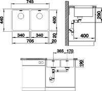 Комплект Мойка Blanco Andano 340/340-U + Измельчитель Franke