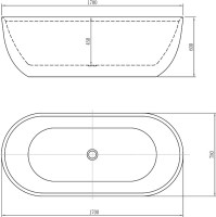 Акриловая ванна Aquanet Delight 208600 без опоры 170x80 см, отдельностоящая, белая, овальная, со сливом-переливом