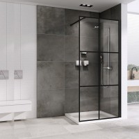Душевая перегородка Abber Immer Offen AG62090B 90 см, профиль черный, стекло прозрачное