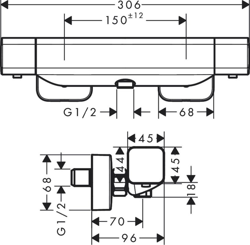 Душевой комплект Термостат Hansgrohe Ecostat E 15773000 + Гарнитур Raindance Select S 27646000