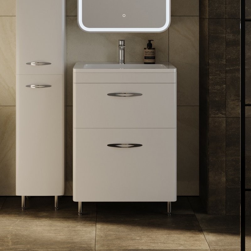 Тумба с раковиной Style Line Каре 60 напольная, Люкс Plus, белая