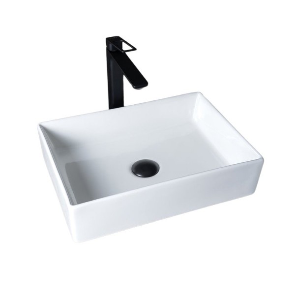 Накладная раковина GID Geometrico N1204 45 глянцевая белая, прямоугольная, фаянс