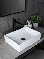 Накладная раковина GID Geometrico N1204 45 глянцевая белая, прямоугольная, фаянс