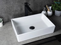 Накладная раковина GID Geometrico N1204 45 глянцевая белая, прямоугольная, фаянс