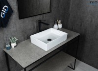 Накладная раковина GID Geometrico N1204 45 глянцевая белая, прямоугольная, фаянс