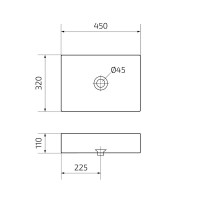 Накладная раковина GID Geometrico N1204 45 глянцевая белая, прямоугольная, фаянс