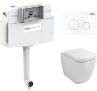 Комплект Lavinia Boho Унитаз приставной One 33024060 + Крышка-сиденье One 33290200 с микролифтом + Бачок скрытого монтажа RelFix 38020010 + Кнопка RelFix 3805002W