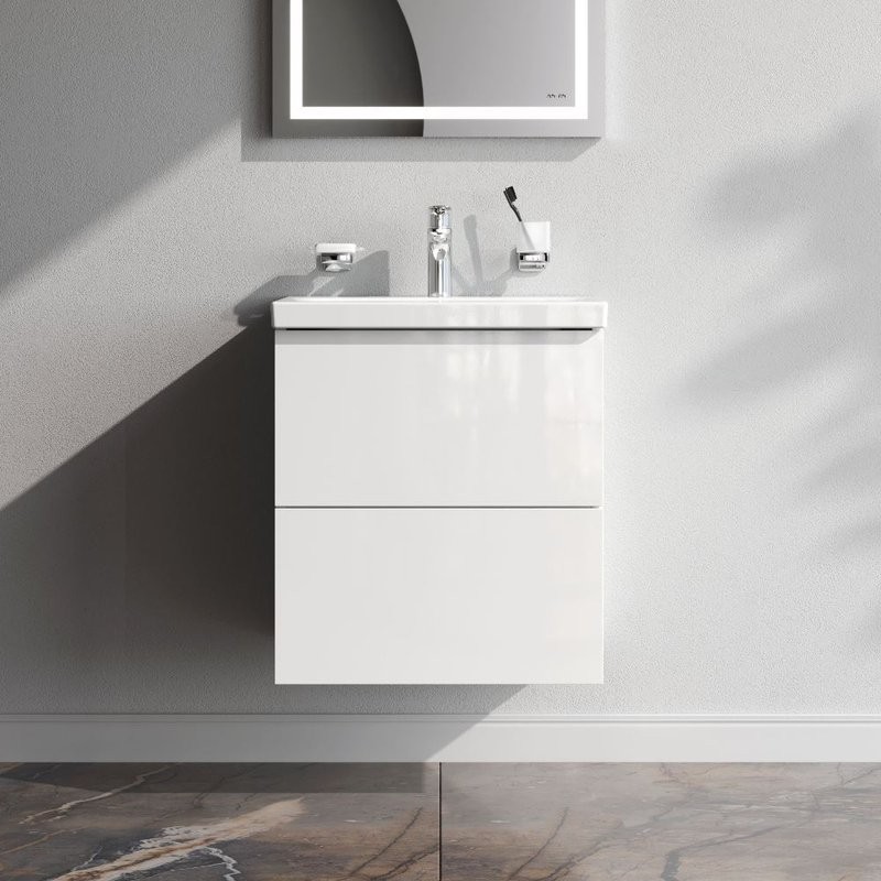 Тумба под раковину без столешницы AM.PM Gem 50 подвесная, 2 ящика, белый глянец