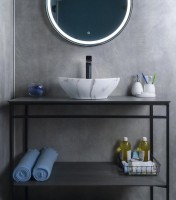 Накладная раковина GID Lago Mnc138C 41 под глянцевый камень, овальная, фаянс