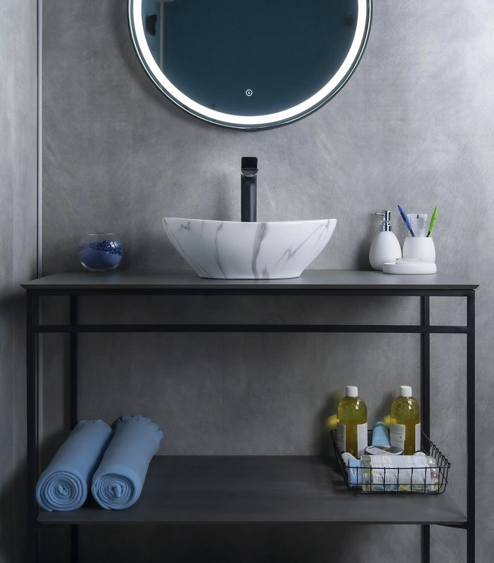 Накладная раковина GID Lago Mnc138C 41 под глянцевый камень, овальная, фаянс