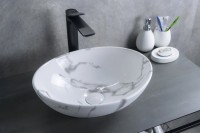 Накладная раковина GID Lago Mnc138C 41 под глянцевый камень, овальная, фаянс