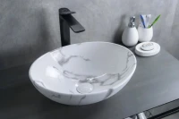 Накладная раковина GID Lago Mnc138C 41 под глянцевый камень, овальная, фаянс