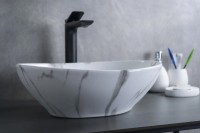 Накладная раковина GID Lago Mnc138C 41 под глянцевый камень, овальная, фаянс