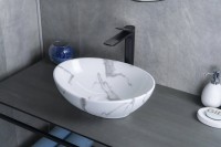 Накладная раковина GID Lago Mnc138C 41 под глянцевый камень, овальная, фаянс