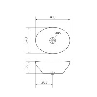 Накладная раковина GID Lago Mnc138C 41 под глянцевый камень, овальная, фаянс