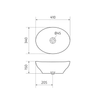 Накладная раковина GID Lago Mnc138C 41 под глянцевый камень, овальная, фаянс
